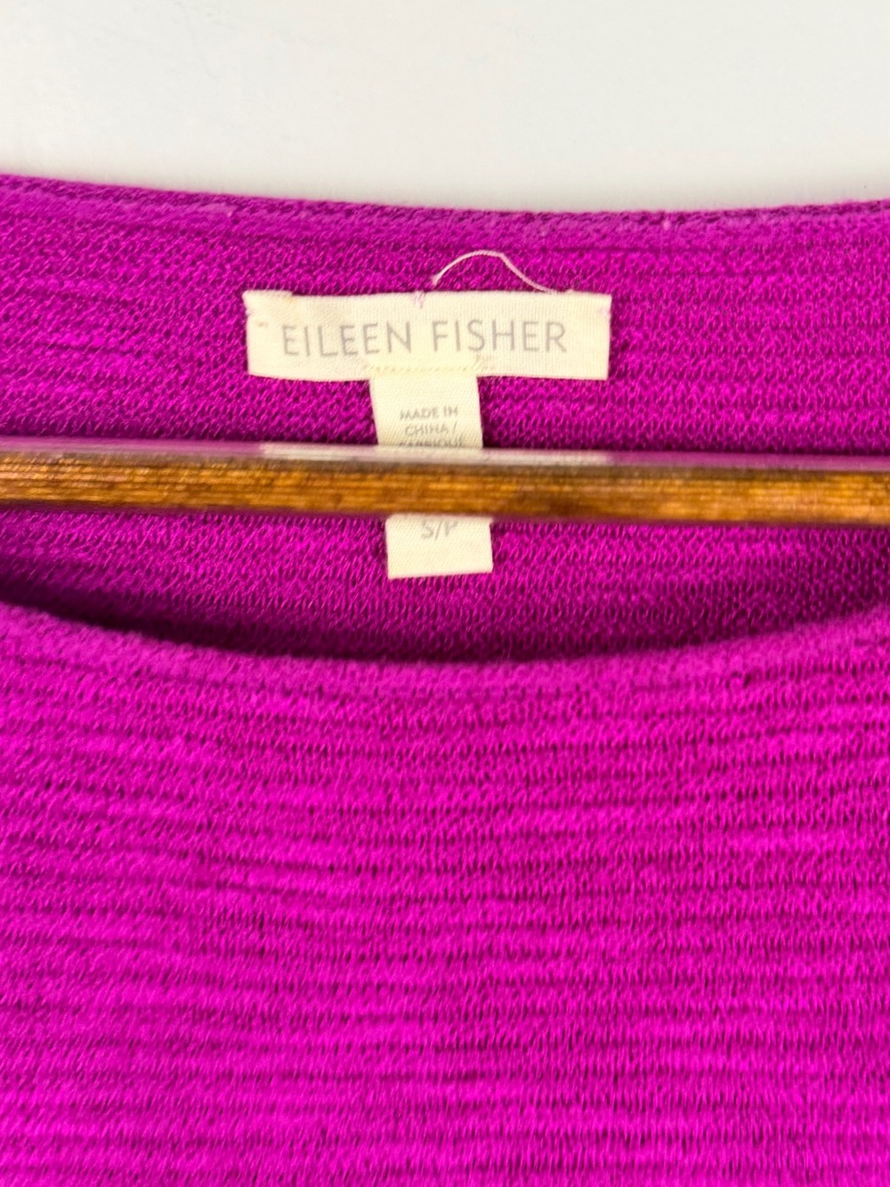 Eileen Fisher fuchsia pink round boat neck Linen cotton knit top blouse size S - Picture 2 of 4